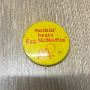 Vintage McDonald's Yellow Button with Red Text